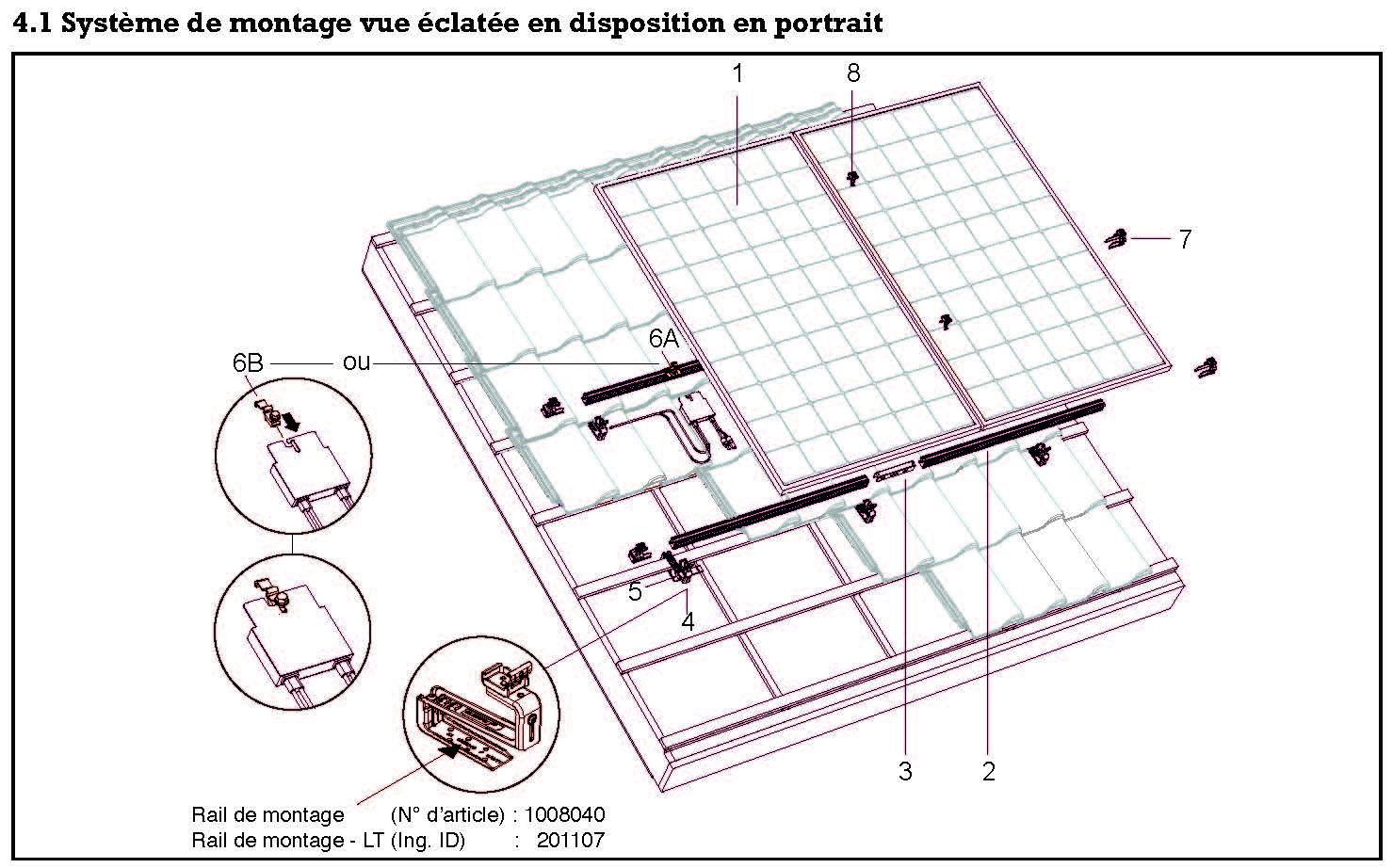 Systeme montage vue eclatée portrait Toit Tuiles FR